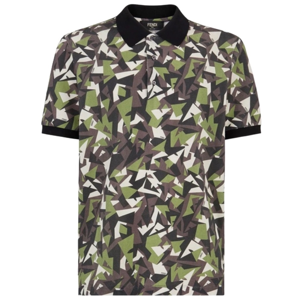Fendi Geometric Camouflage Polo